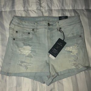 AEO light denim destroyed shorts. Size 8